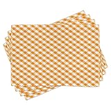 ABAKUHAUS Naranja y Blanco Salvamantel Set de 4 Unidades, Los cheques de algodón Barato, Material Lavable Estampado Decoración de Mesa Cocina, Naranja y Blanco