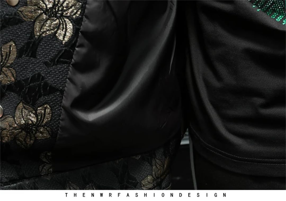 Męska wiosenna kurtka z haftem kwiatowym Slim Fit Business Coats Social Streetwear kurtka bomberka
