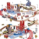 【Kompatibel mit großen Marken】 Das Giant bean Busy Port City-Zugset selbst ist ein umfassendes Set zum Spielen für Kinder. Es ist auch mit den wichtigsten Holzschienen und -zügen kompatibel und passt auf Thomas, Brio und Melissa. Dies macht es zu einer großartigen Ergänzung passt in jede Eisenbahnsammlung und bietet endlose Spielmöglichkeiten.