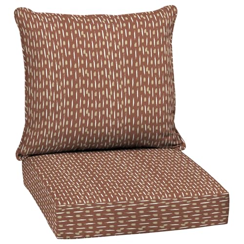 Image of Arden Deep Seat Outdoor Chair Cushion Set, 24 in x 24 in, Weather-Proof, Rain-Proof, Fade Resistant Patio Cushion Set for Chair, Sofa, and Couch Rust Red Brushed Texture
