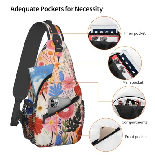 Bolso Cruzado estilo Doodle Floral para Mujer y Hombre miniatura 4