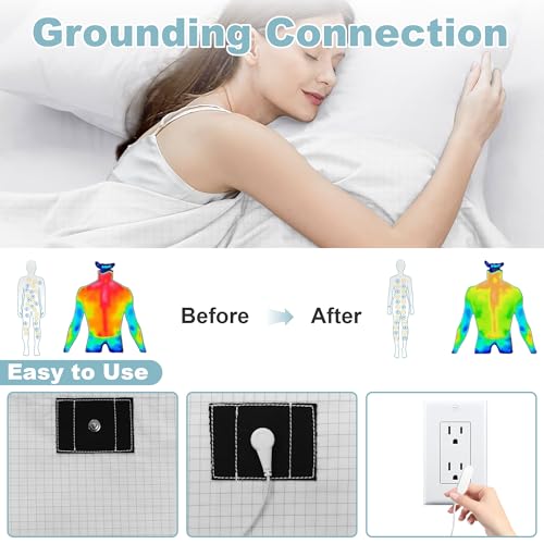 Image of Grounding Sheets,Grounding Bed Sheet for Sleeping 12% Silver Fiber,Flat Sheet 27x 52 inch with 15 Feet Grounding Cord (White, 27x52 inch /Crib)