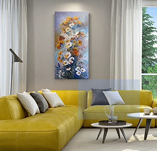 Tableau moderne minimaliste fleurs 3D au-dessus du canapé de votre salon chic