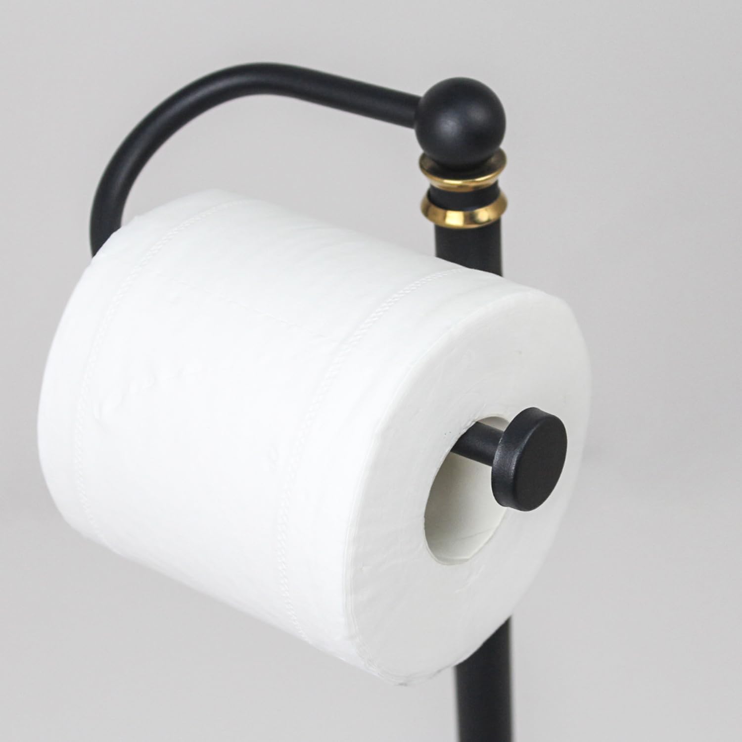 Toilet Paper Holder Stand,Rustproof Toilet Paper Stand,Free Standing Toilet Paper Holder,Weighted Base Toilet Paper Standing Holder Matte Black