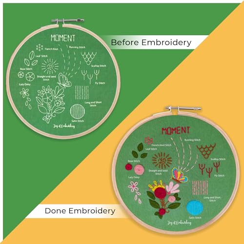 Image of picknMAKE Hand Embroidery Kit for Beginners - Floral Moments Theme | Includes Colorful Fabric, Threads, Needles & Instructions | Art & Craft DIY Kit | Embroidery Kit for Adults & Beginners