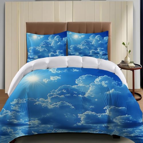 Parure de lit imprimé 3D nuages en tissu microfibre doux d'une finition irréprochable