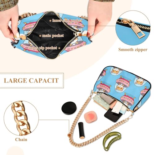 Cute Hamsters Spaceships Hobo Evening Purse Women Designer Handbag Pattern Ladies Shoulder Bag Zipper Closure4
