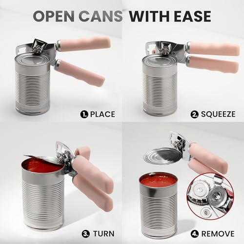 Image of Zulay Kitchen Manual Can Opener Heavy Duty Patented Stainless Steel, Peach
