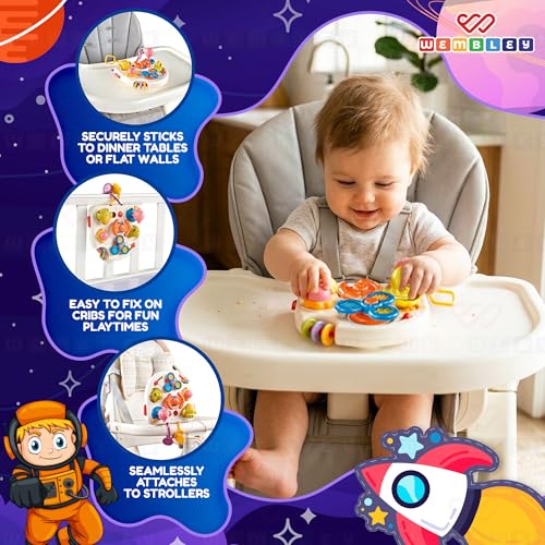 Image of Wembley Toys for 1+ Year Old | Montessori Busy Board for Toddlers 1-3 Years | Sensory Activity Toy with Spinning, Sliding & Fine Motor Skill Activities | Learning Toy for Boys & Girls | Birthday Gift