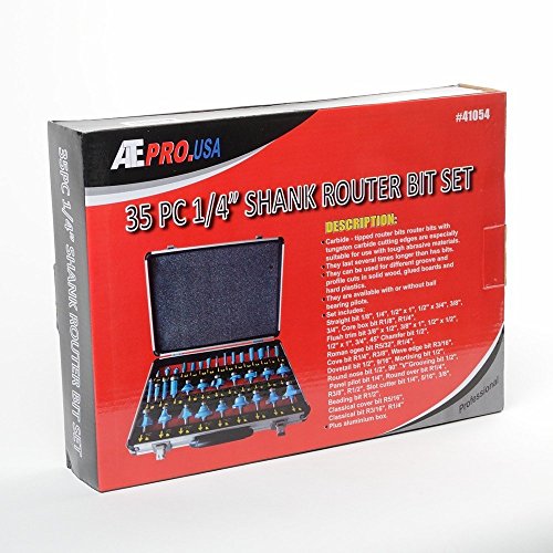 ATE Pro. USA 41054 35 Pcs Tungsten Carbide Router Bit Set Woodworking Wood Carpentry ATE Tools - Thumbnail 2