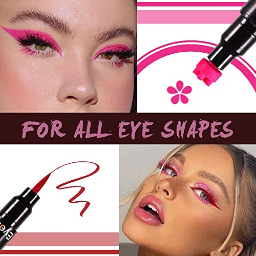 Evpct Colored Winged Eyeliners Stamp 4In1 Stars Flowers Hearts Moon Colorful Face Stamps Makeup Eyeliner Eye Stamp Liners Tool Set Kit For Women Purple Blue Red Pink Eyeliner Stamp Wingliner Shapes 02 #TOP4