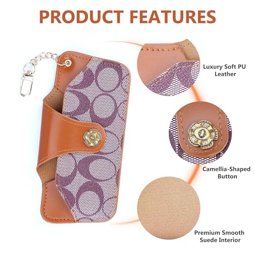 Image of Leather Sunglasses Pouch with Holster Clip, Portable Eyeglass Organizer Pouch Bags for Travel Hanging Backpack