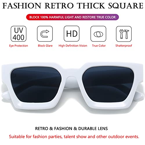 Image of AIEYEZO Square Sunglasses for Women Men Square Thick Frame Sun Glasses Simple Designer Style Shades