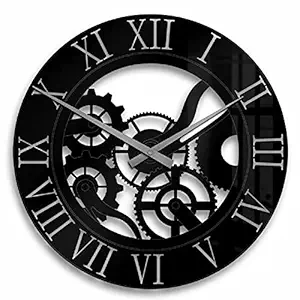 LASAANI Stylish Designer ACP Waterproof Wall Clock for Living Room | Clock for Bedroom | Clock for Gift |Big Size Clock for Home (Glossy Black),RELOJ027