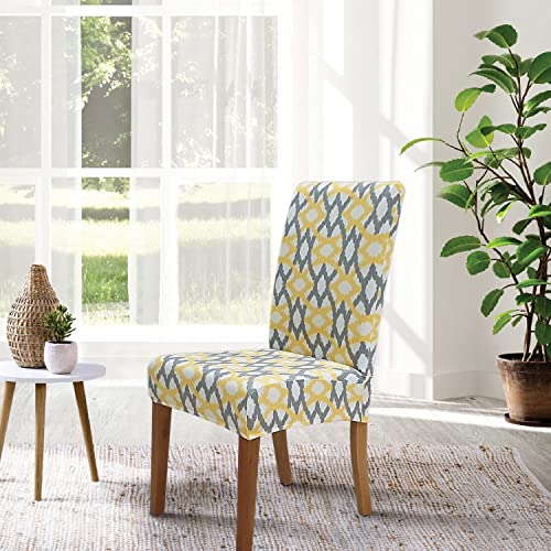 Image of SPRINGRICO Chair Covers for Dining Room 6 Pack, Stretch Dining Chair Cover, Washable Spandex Kitchen Parsons Chair Slipcovers, Removable Seat Protector for Home or Party ( Set of 6, Sunshine Zen)
