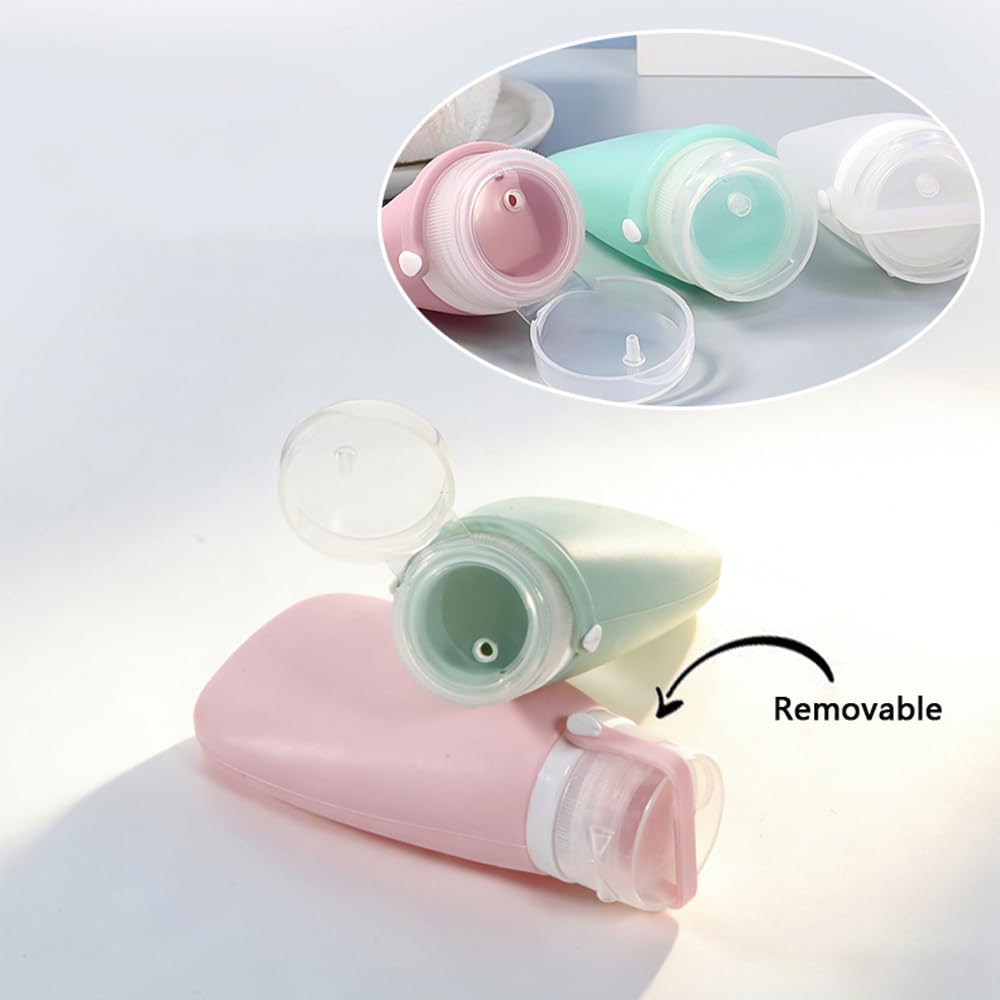 50 botellas de silicona vacías suaves y recargables para cosméticos, tubo de viaje, contenedor portátil a prueba de fugas para champú, loción, contenedor portátil (rosa oscuro, 90 ml)