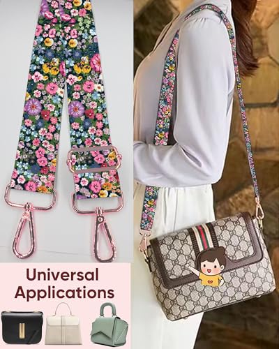 Image of Purse Strap Replacement Crossbody, 1.5 inch Rose-Golden Buckle Wide Shoulder Strap Adjustable, Cute Handbag