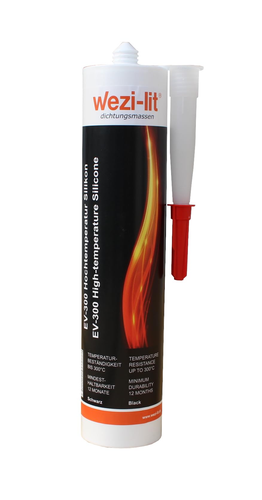 6x 310ml wezi-lit EV-300 Dichtungsmasse Silikon hitzebeständig bis 300° (Schwarz)