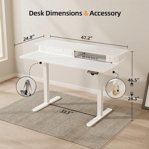 Image of JOY worker 48 inch Electric Adjustable Standing Desk with Storage Monitor Stand