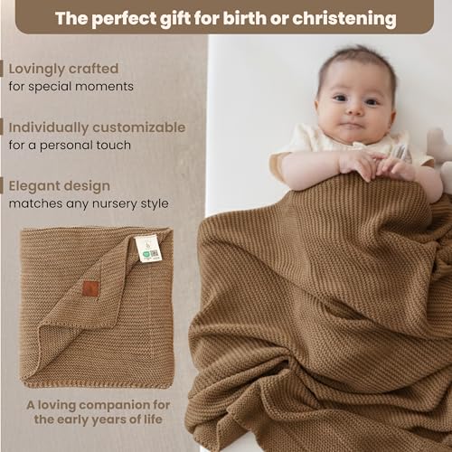 Image of Soft Knit Baby Blanket 30x40 in, Mocha Meringue - Oeko-Tex Certified, Breathable Swaddle & Receiving Blanket for Newborns, Crib & Stroller, Machine Washable