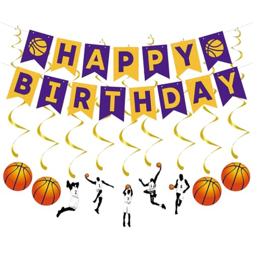 Basketball Birthday Party Decorations Set Boys Basketball Happy Birthday Banner Hanging Swirls For Boys Men Basketball Game Sports Theme Birthday Party Decorations Supplies