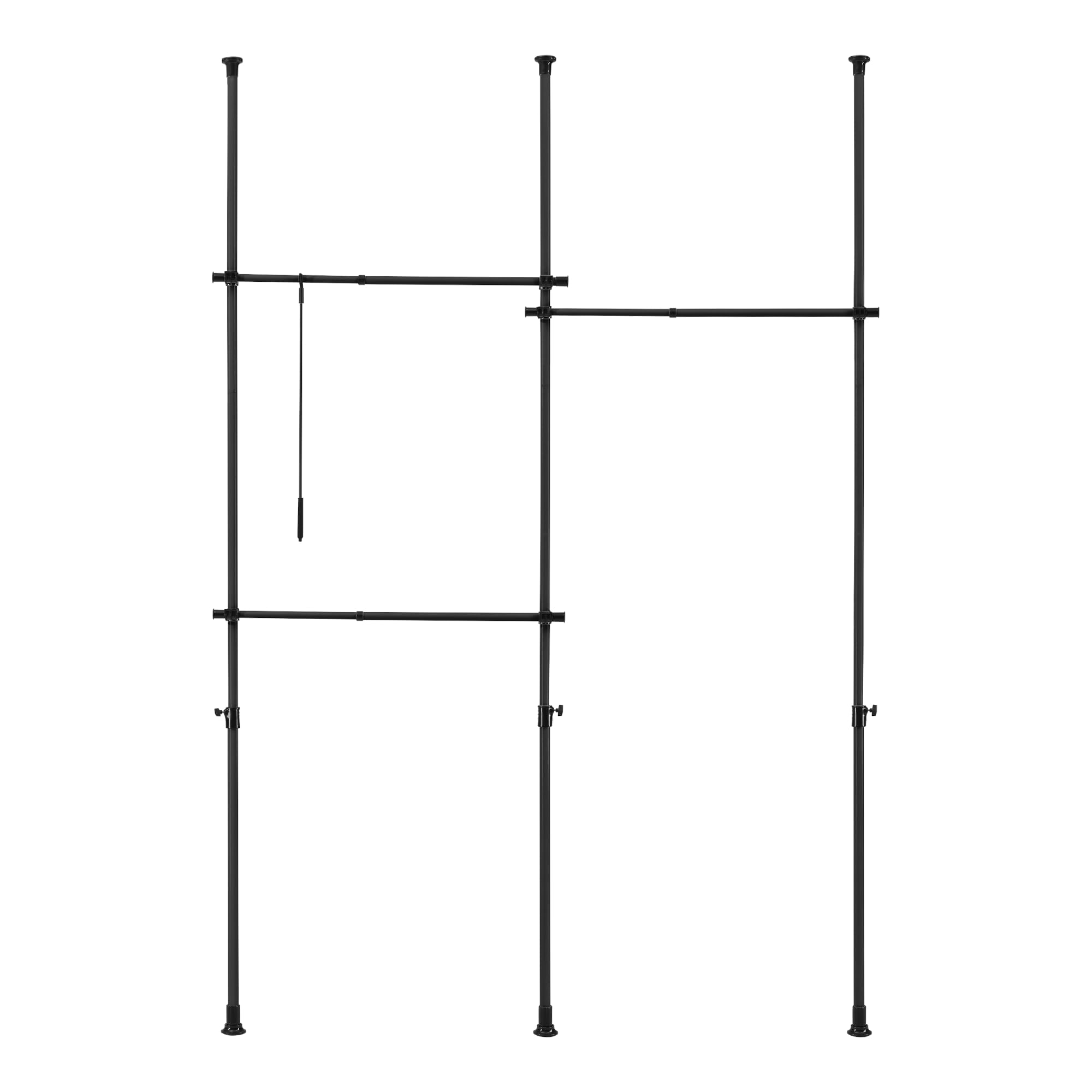 [en.casa] Appendiabiti Telescopico con 3 Aste Sistema Porta Abiti per Cabina Armadio Struttura in Acciaio Nero Regolabile in Altezza 105-278 cm e in Larghezza 150-230 cm