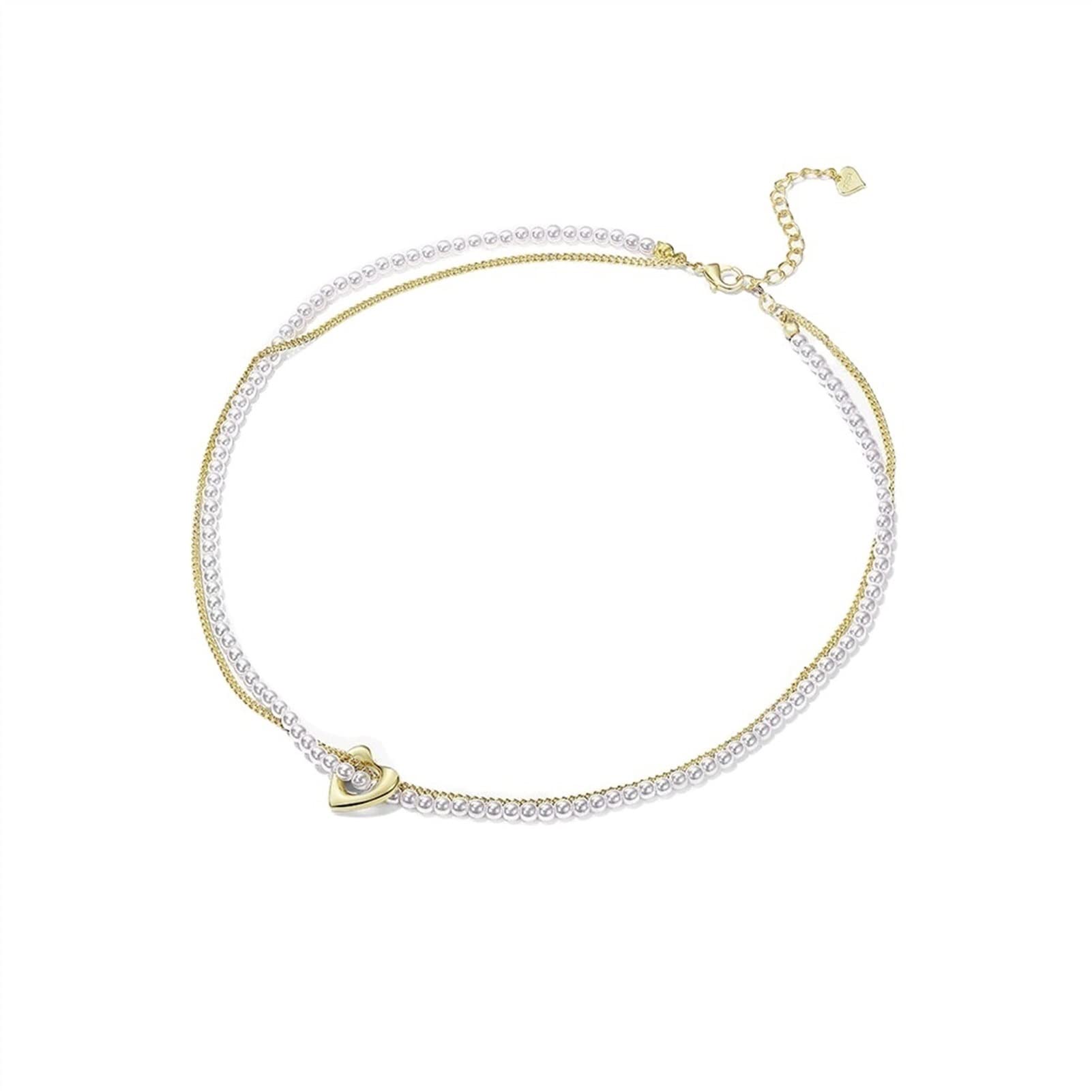 LNNSHX Collar Collar De Perlas De Imitación De Amor Barroco Collar De Accesorios De Cadena De Clavícula De Doble Capa De Moda Collar para Mujer Collar De Mujer