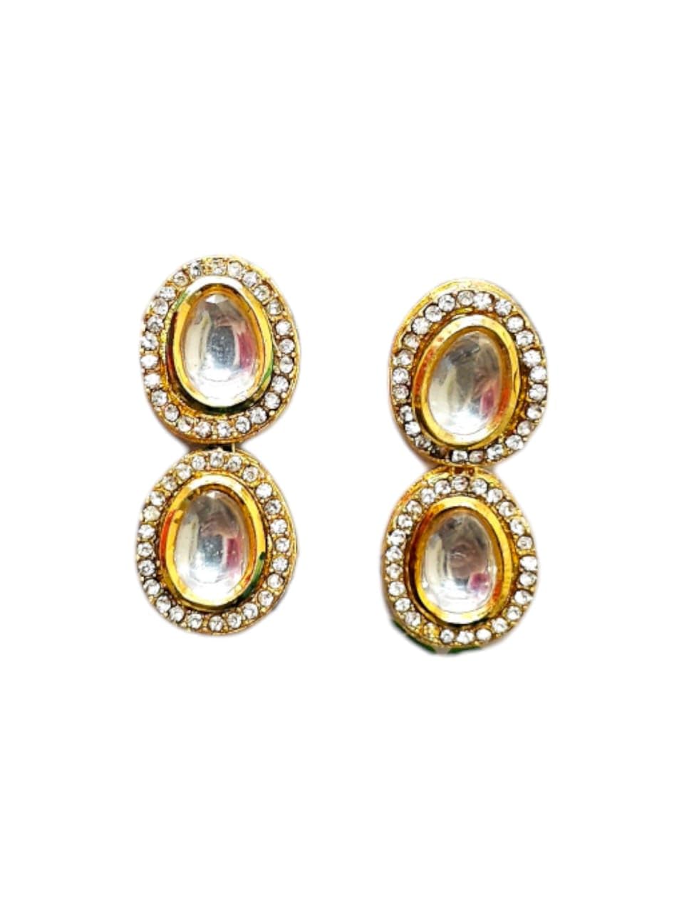 MANRANGA kundan/polki studs | for wedding engagement haldi mehndi party | earrings for women girls ladies | ethnic traditional (CZ gold 2) (B0CW62HJWJ) Amazon Price History, Amazon Price Tracker