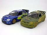 KiNSMART 2007 Subaru Impreza WRC Racing Edition 5 Inch 1:36 Scale Die Cast Metal Model Toy Race Car SetOf2 Clean & Dirty After Race