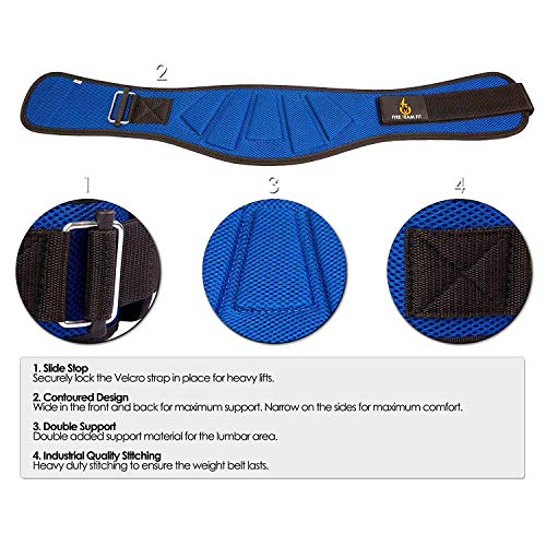 Fire Team Fit Weightlifting Belt, Weight Belt, Weight Lifting Belt for Men and Women, 6 Inch, Back Support for Lifting, Squat and Deadlifting Belt (Blue, 32