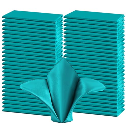 50 servilletas de tela satinadas turquesa 50x50 cm miniatura 1