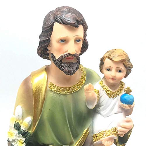 Imagem São José Com Menino Jesus no Colo Resina 30 cm