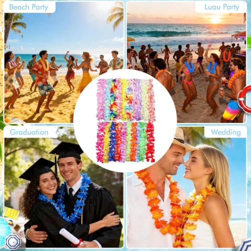 Collares Hawaianos de Flores: Pack de 50 Leis para Fiestas Temáticas 4