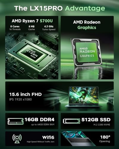 Image of Light Gaming Laptop, ΑΜD Ryzen 7 5700U(Up to 4.3GHz), 16GB RAM 512GB SSD