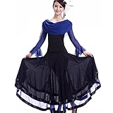 Yhsgscr Falda Larga De Salón De Manga Larga con Corte A Ropa De Baile para Banquetes Vestido De Baile Estándar Nacional Traje De Práctica De Tango para Mujer,C,3XL