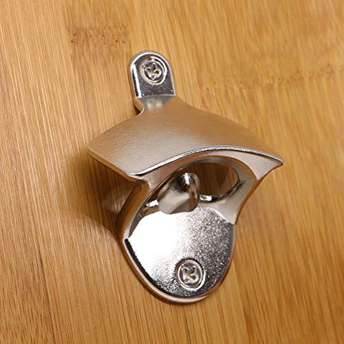 Wall Mounted Bottle Opener With Free Stainless Steel Mounting Screws,Vkermury Wall Hung Beer Opener For Bar Or Kitchen - Silver #TOP2
