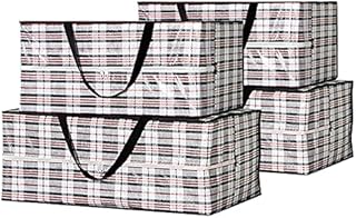 Beowanzk 4 Pack Storage Bags Moisture Resistant,Large Laundry Bags with Zips,Clothes Organiser Strong,Packing Boxes Bag for Moving House Essentials,Zipped Bags for Clothing,Quilts,Bedding,Duvet