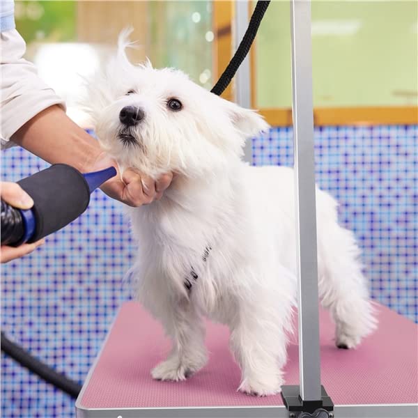 Tavolo da Toelettatura per Cani Tosatura Piano Antiscivolo Pieghevole Rosa 177 cm