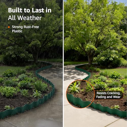 Image of Amazon Basics Lawn Edge | Durable | Flexible | Weather-Resistant for Neat Garden Borders