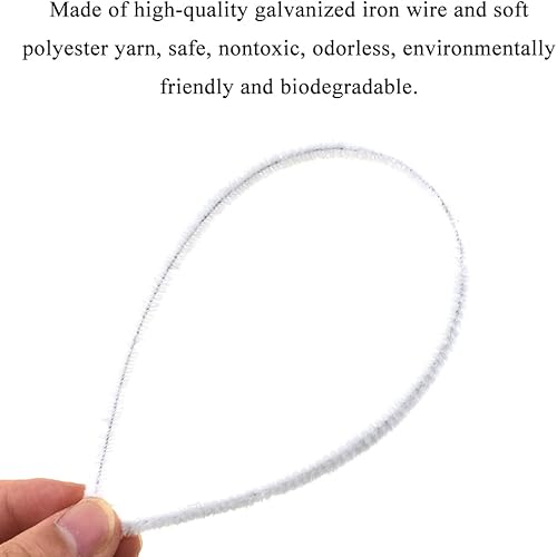 Miniatura 3 de HAHIYO 12 pulgadas x 0.236 in blanco 70 piezas de limpiador de pipas de felpilla para manualidades, tallo de felpilla extra largo, tallo de tubo,