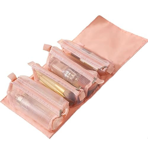 トラベルポーチ 折りたたみ 取り外し可能 ポーチ 4in1 コスメポーチ セット おしゃれ メイク 化粧品 ポーチ 便利グッズ 洗面用具 仕切り トラベルグッズ 旅行グッズ 風呂 温泉 洗面道具 レディース 大容量 便利 旅行 出張 かわいい おしゃれ (