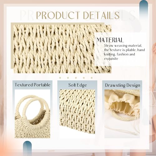 Image of Frienda Straw Tote Bag Summer Beach Bag Handmade Straw Rattan Woven Handbag for Women Travel