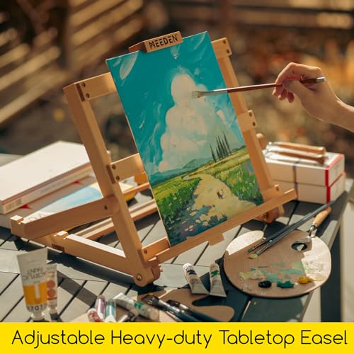 MEEDEN Heavy-Duty H-Frame Tabletop Easel: Adjustable Studio Desktop Easel for Painting- Portable Beechwood Art Easel Stand for Artist - Hold Canvas up to 20" High by MEEDEN - Image 7