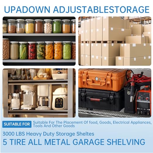 Image of Heavy Duty Storage Shelves 48x18x72 in, 2500Lbs Adjustable Metal Shelving for Garage Organization, Durable Garage Shelving Easy Assemble