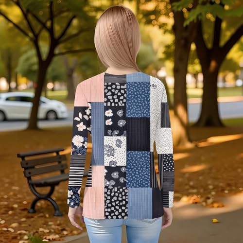 Girls Long Sleeve Floral Print Pullover Top Soft Crewneck Casual Fall Tee Lightweight Blouse for Kids2