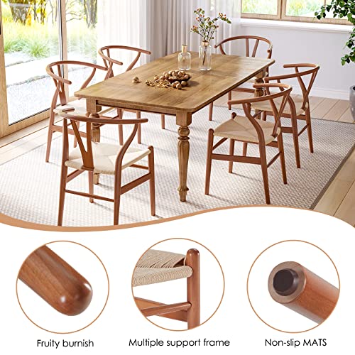 Stary Solid Wood Wishbone Dining Room Chairs Set Of 2 With Natural Weave Hemp Seat, Fully-Assembled, Walnut #TOP5