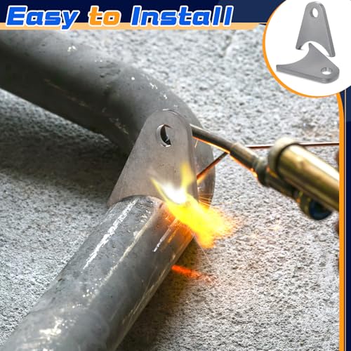 Image of Hicarer 8 Pcs Steel Weld on Tab Universal Shock Mount Flat Tab Brackets Steel Gusset Welding Accessories, with a 1 /2 inch Hole, 1 /4 inch Thick (Axle Mount)