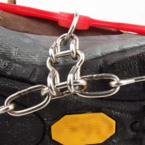 Miniatura 4 de 11 dientes de crampones antideslizantes para zapatos al aire libre cubierta garras de hielo con cadena de acero inoxidable para niños y