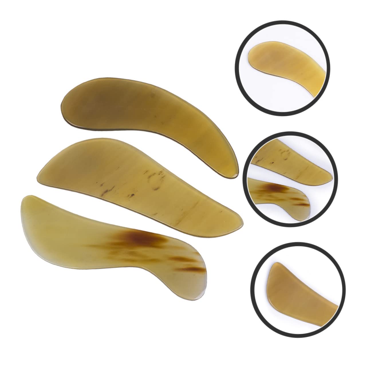 Healvian 9 Stk Horn Kratzen Multitools Guasha-stein Massage-tools Jade Schaber-werkzeug-massage Muskelschaber-tool Gesichtsmassagegerät Yak-horn Reisen Gelbes Horn