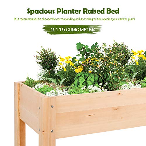 BAHOM Large Raised Garden Bed with Legs Elevated Standing Planter Grow Box Wood for Vegetables Fruits Herbs Flowers with Drainage Outdoor Patio Balcony Backyard